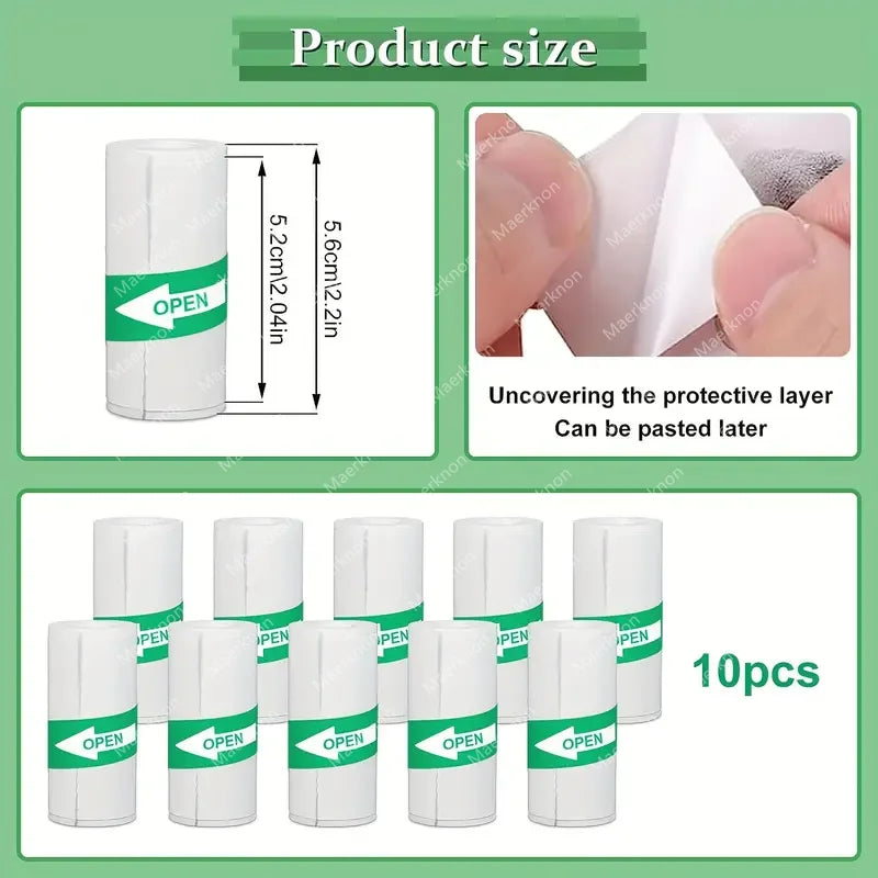 10 Roll Mini Printer Paper Self-Adhesive Paper White Thermal Paper Printer Label Sticker for Wireless Photo Lnkless Printer 57Mm