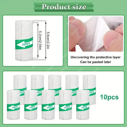 10 Roll Mini Printer Paper Self-Adhesive Paper White Thermal Paper Printer Label Sticker for Wireless Photo Lnkless Printer 57Mm